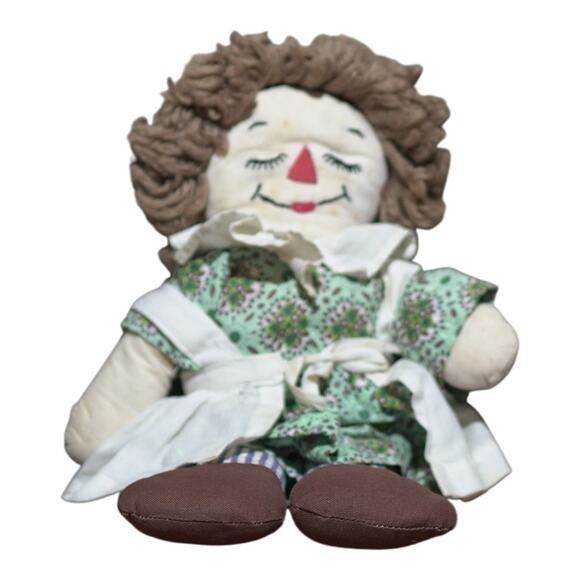 Vintage Raggedy Ann Cloth Doll 13" Rag Doll Yarn Brown Hair Two-Face - Picture 4 of 12